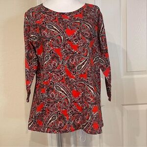 Pink and Gray Paisley Top